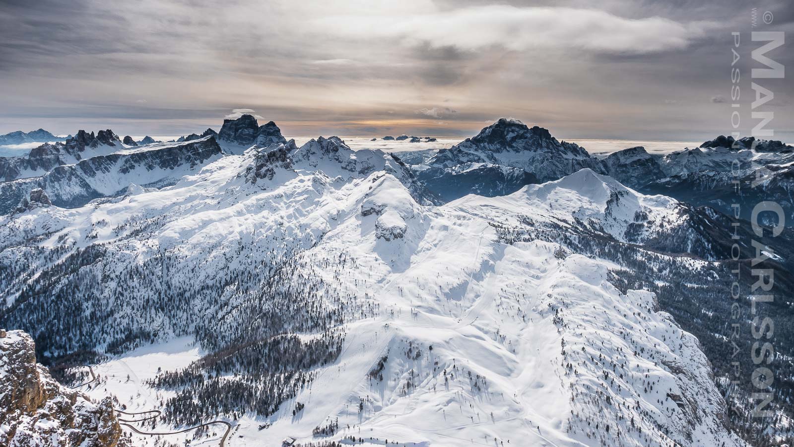 Blick auf das Skigebiet Lagazuoi-5 Torri © Manja Carlsson