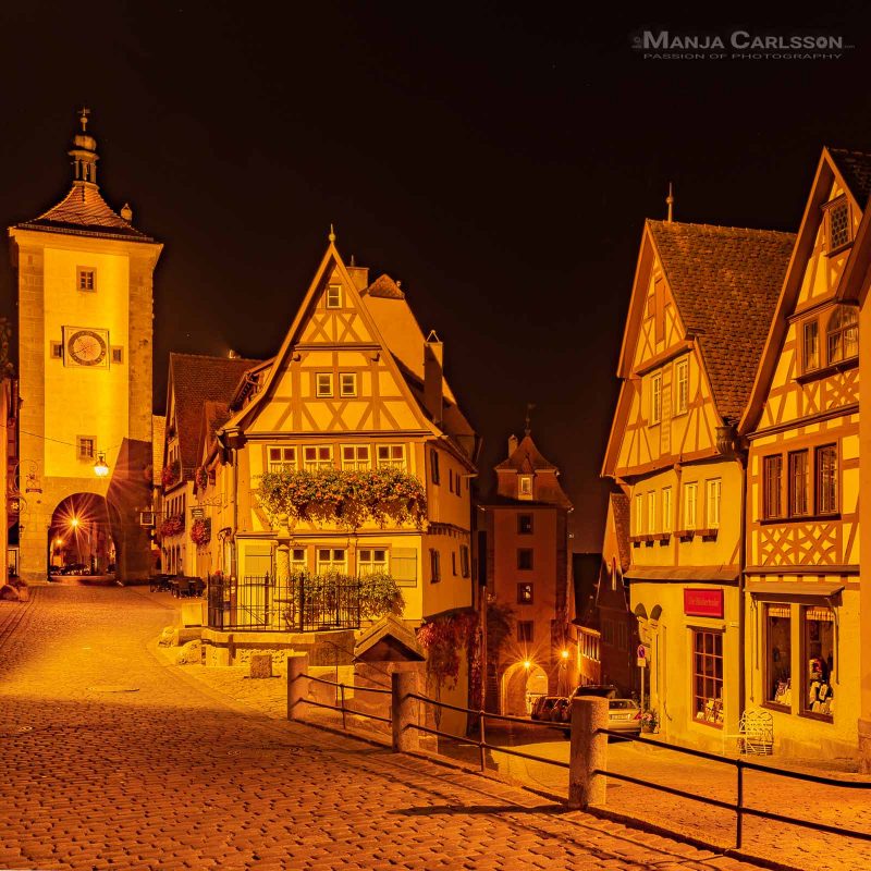 Rothenburg ob der Tauber - Nachtlichter der mittelalterlichen Altstadt - Plönlein und Siebersturm