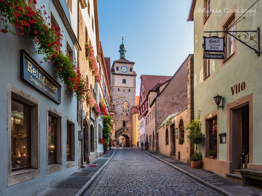 Rothenburg ob der Tauber - weißer Turm - Blick von der Altstadt auf den Turm