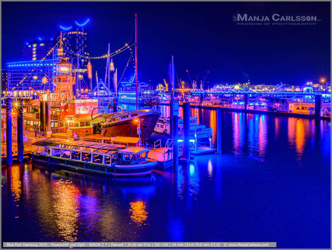 Blue Port Hamburg 2019 - Überseebrücke - Feuerschiff und Elphi