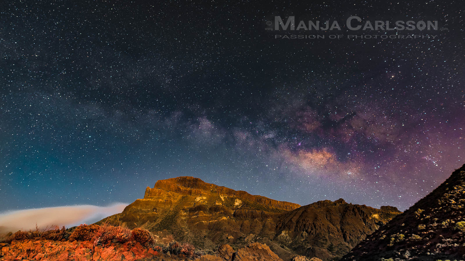 Milchstraßenzentrum - Montaña Guajara im Mondscheinlicht